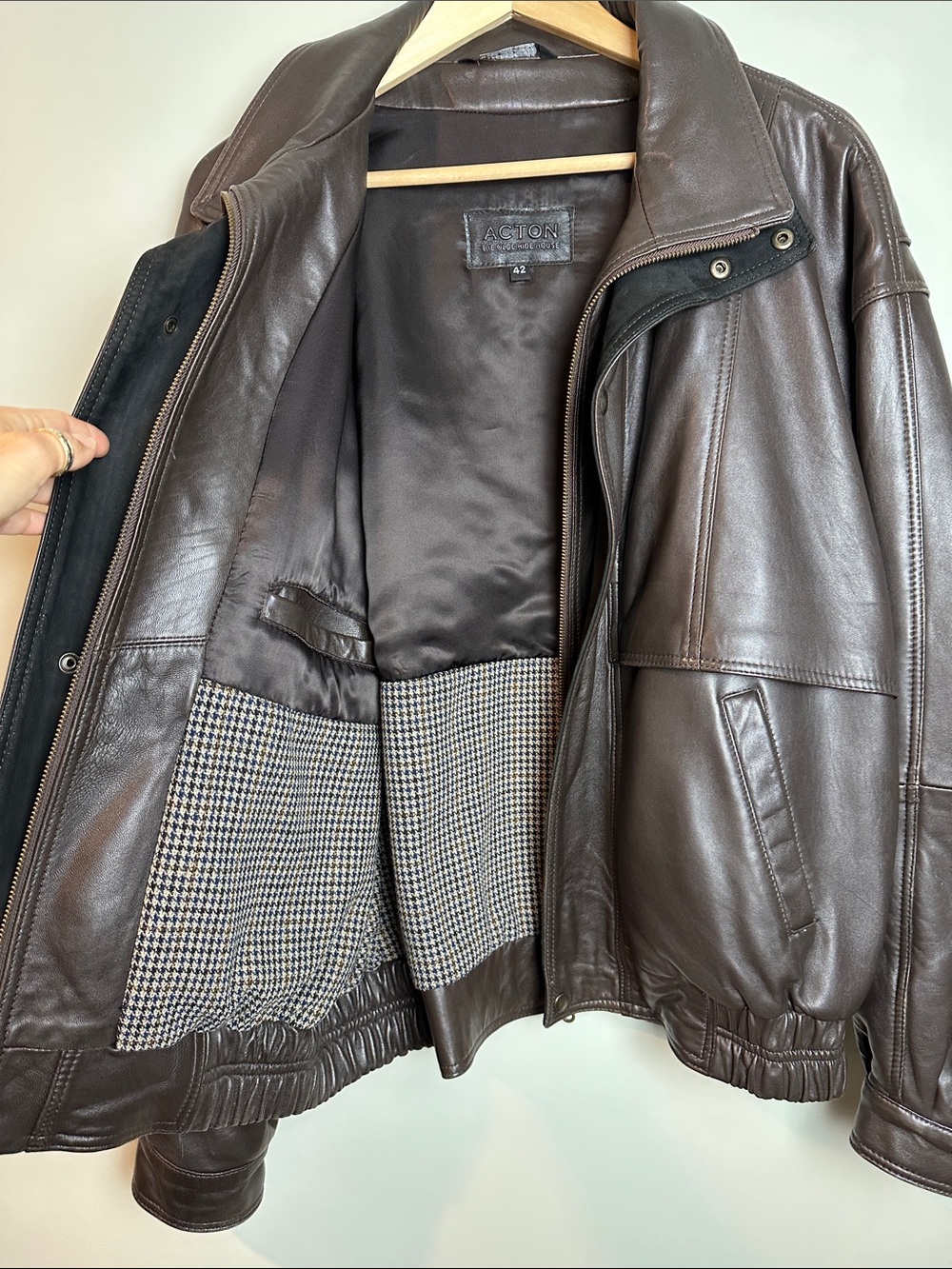 The Old Hide House Vintage Leather Insulated Men's Dark Brown Bomber Jacket